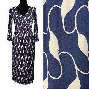 Boden Blue and Cream Midi Dress